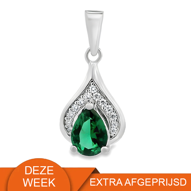 Zilveren (gerhodineerd) druppel hanger 24.377 WEEKAANBIEDING