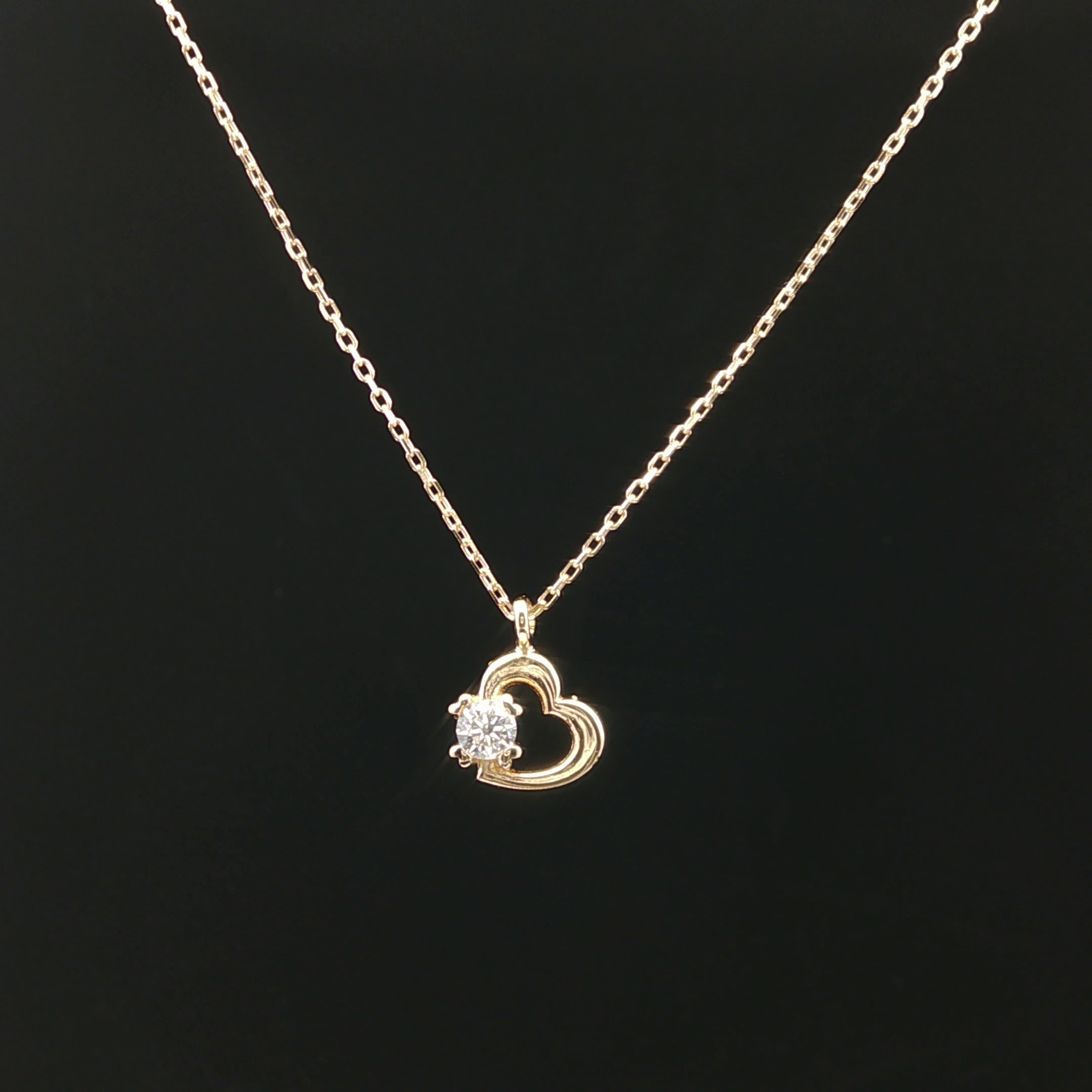 14 karaat gouden ketting met hartjes hanger 105-1225 - Afbeelding 4