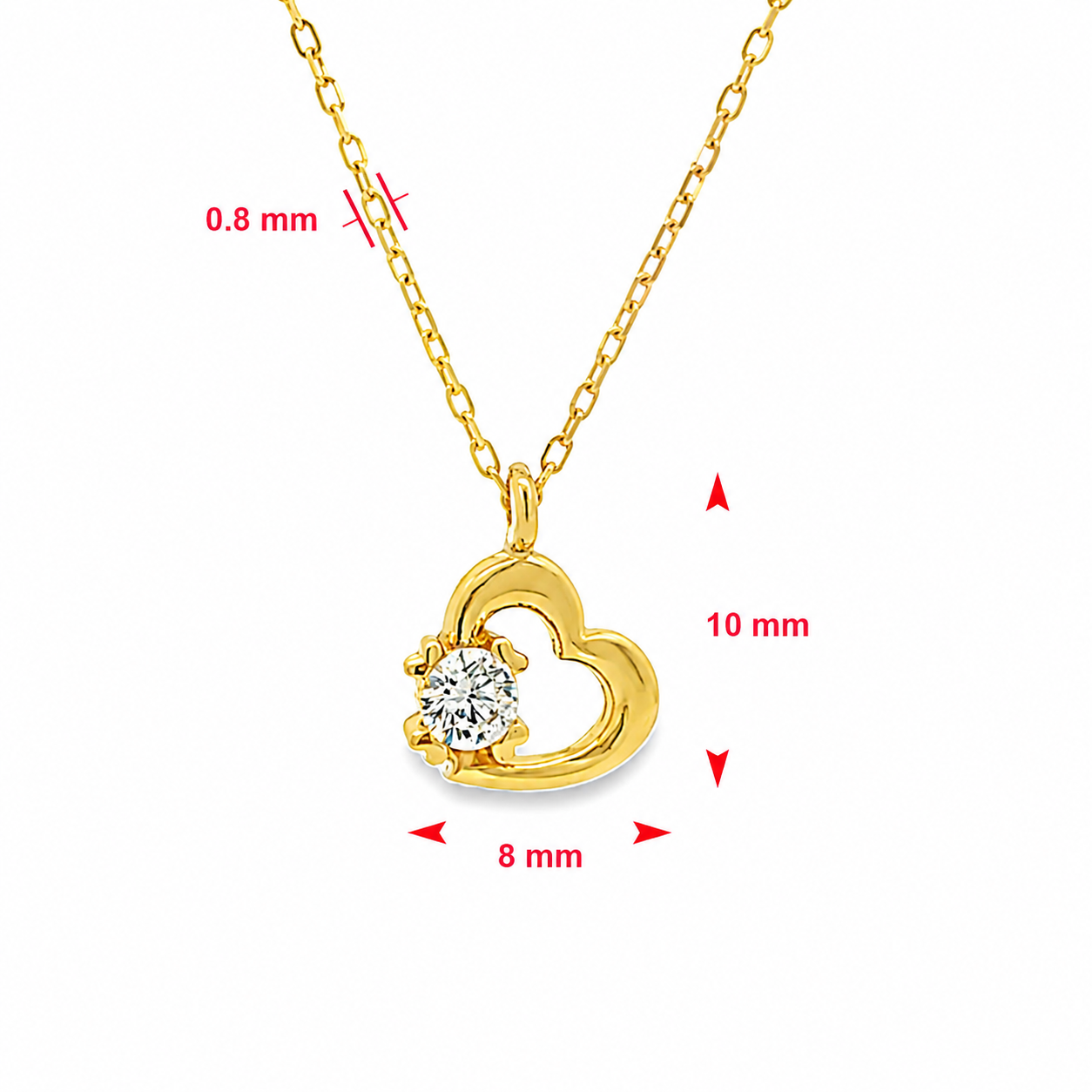 Alternative view of 14 karaat gouden ketting met hartjes hanger 105-1225
