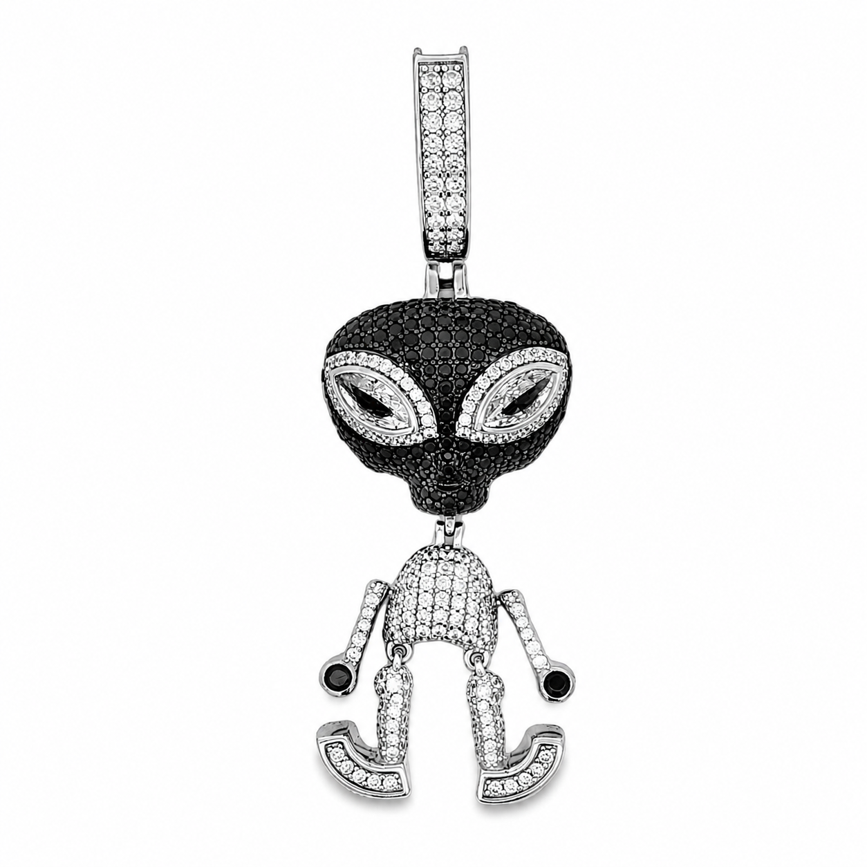 Zilveren (gerhodineerd) alien hanger met zirkonia stenen 24.391