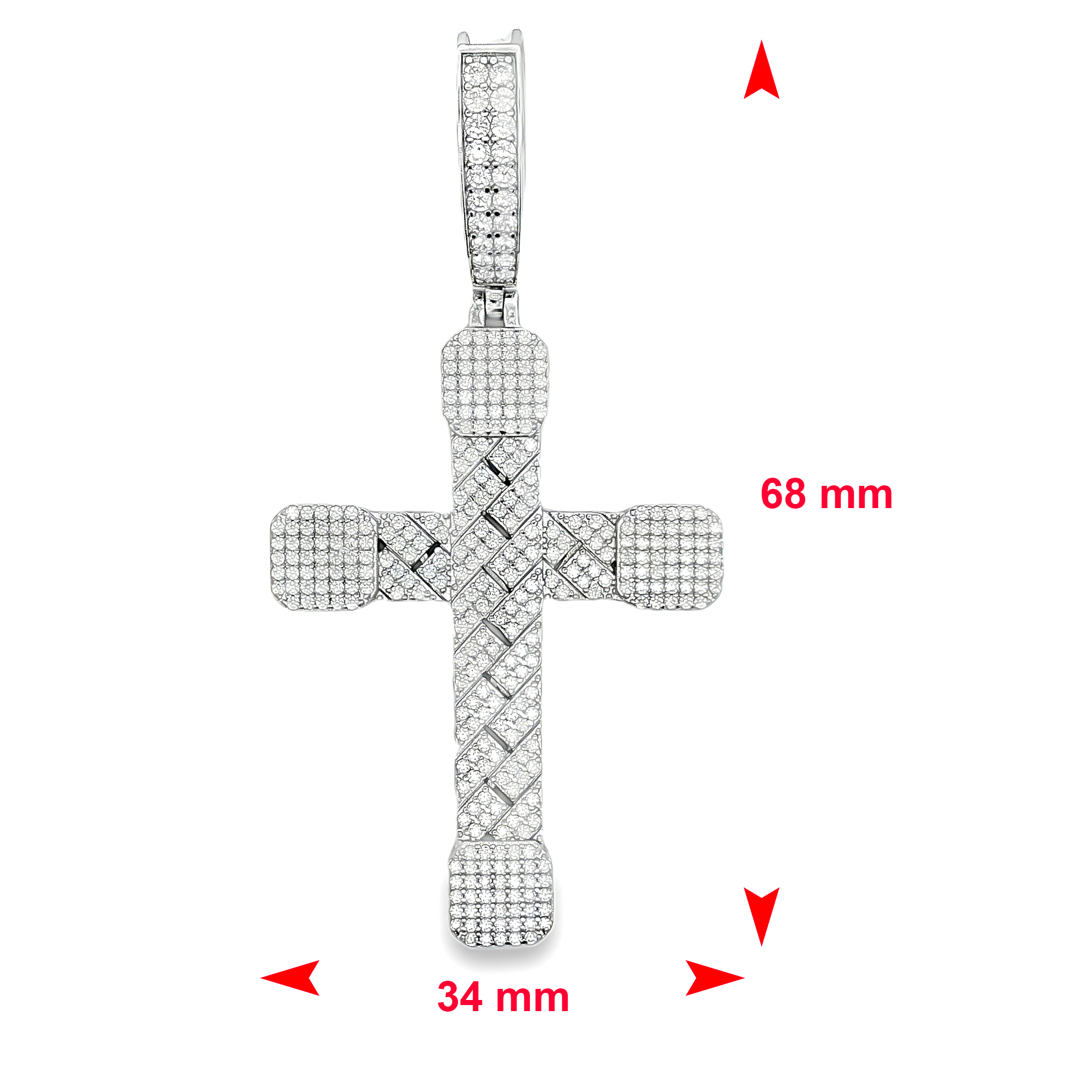 Alternative view of Zilveren (gerhodineerd) kruis hanger met zirkonia 24.394