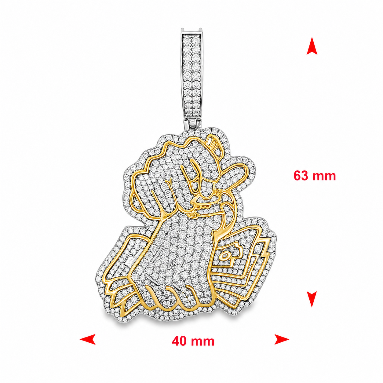 Alternative view of Zilveren (gerhodineerd) money hanger met zirkonia 24.398