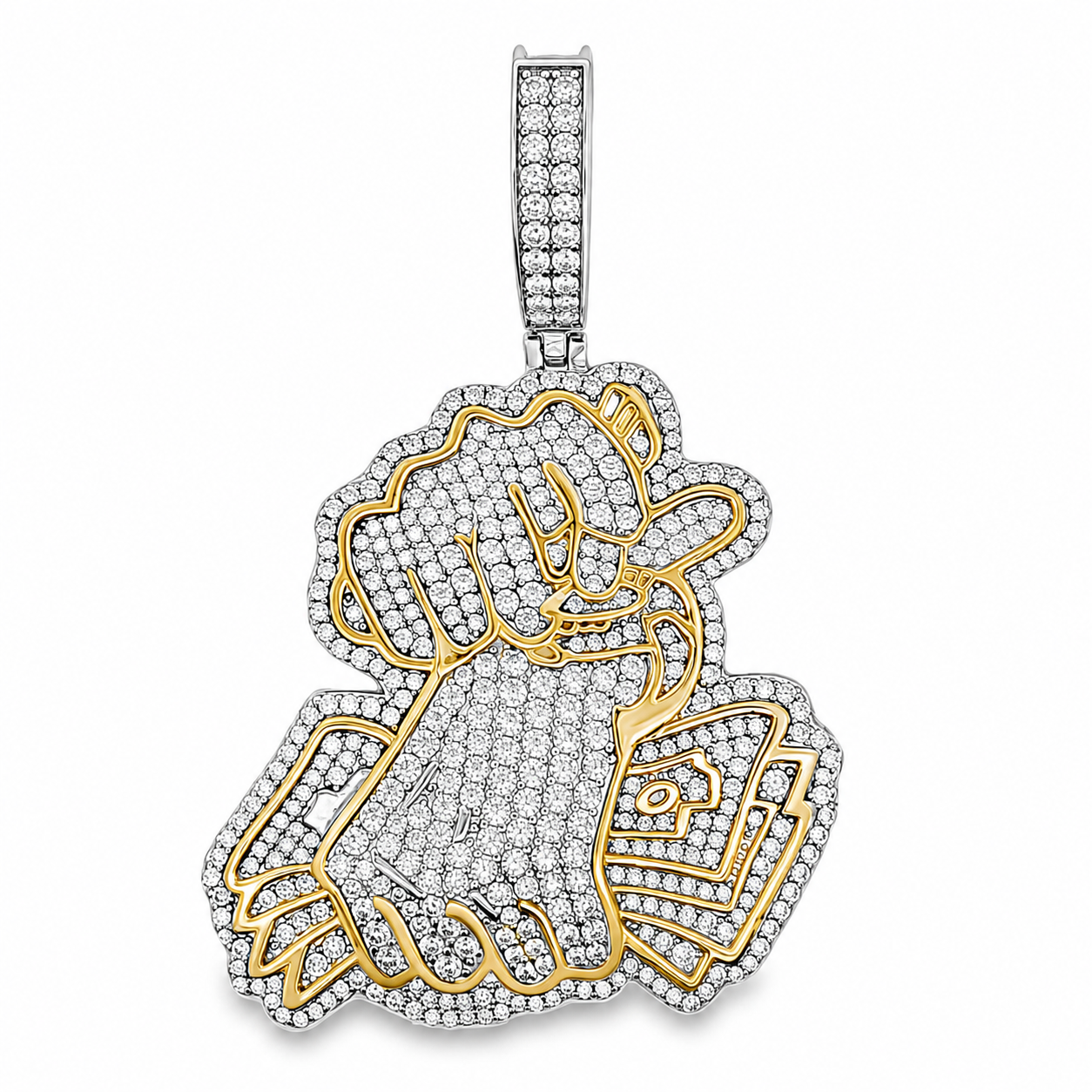 Zilveren (gerhodineerd) money hanger met zirkonia 24.398