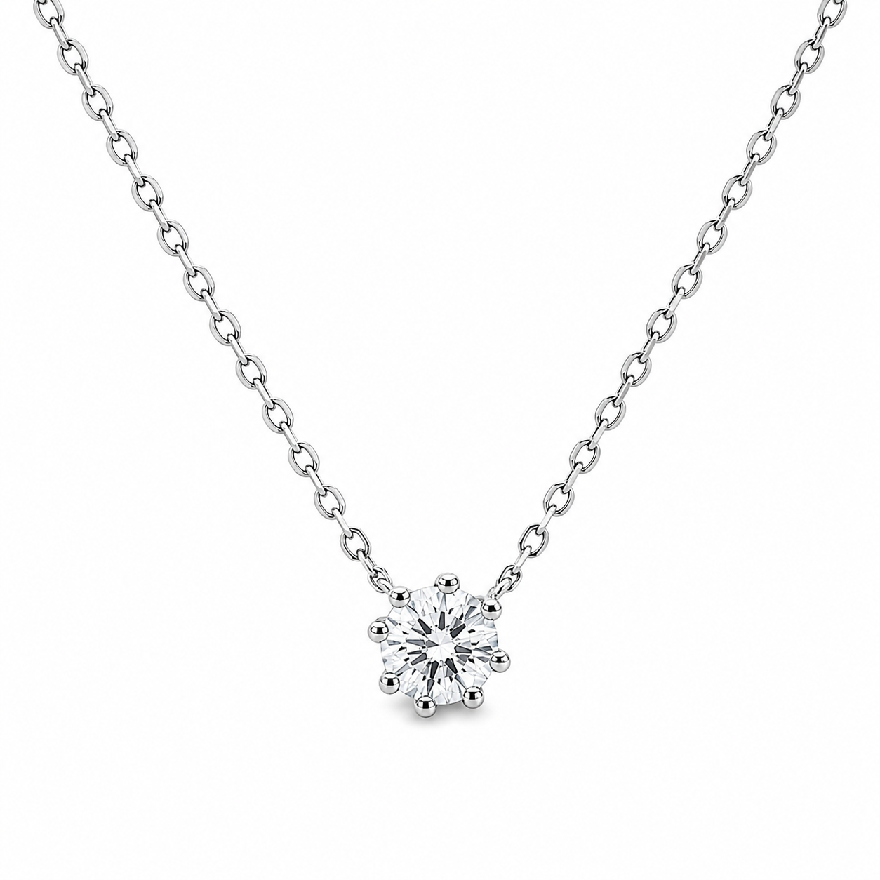 Zilveren (gerhodineerd) ketting met zirkonia hanger 25.268