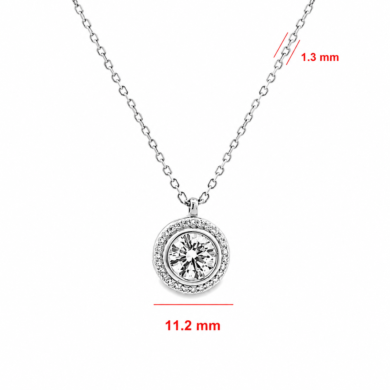 Alternative view of Zilveren (gerhodineerd) ketting met zirkonia hanger 25.269