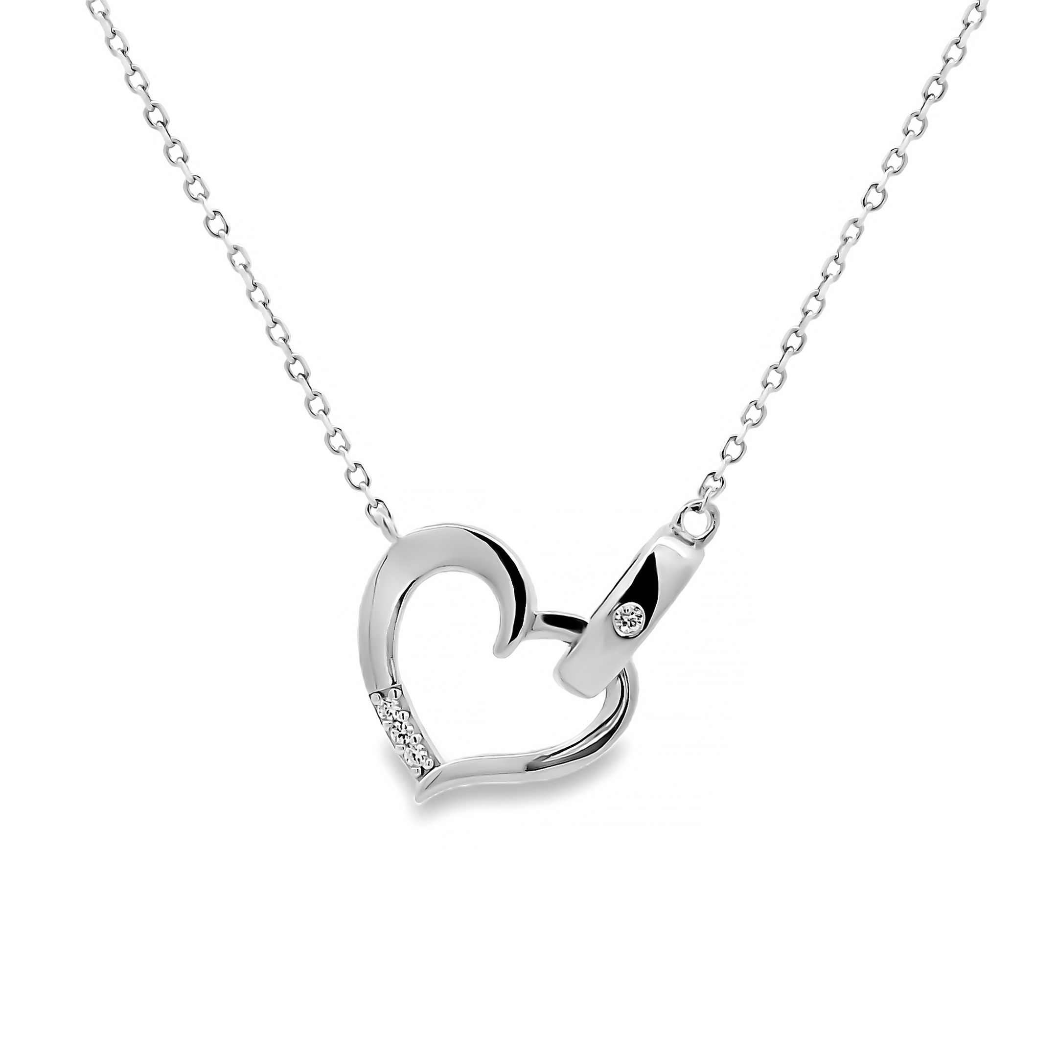 Zilveren (gerhodineerd) hartjes ketting met zirkonia 25.271