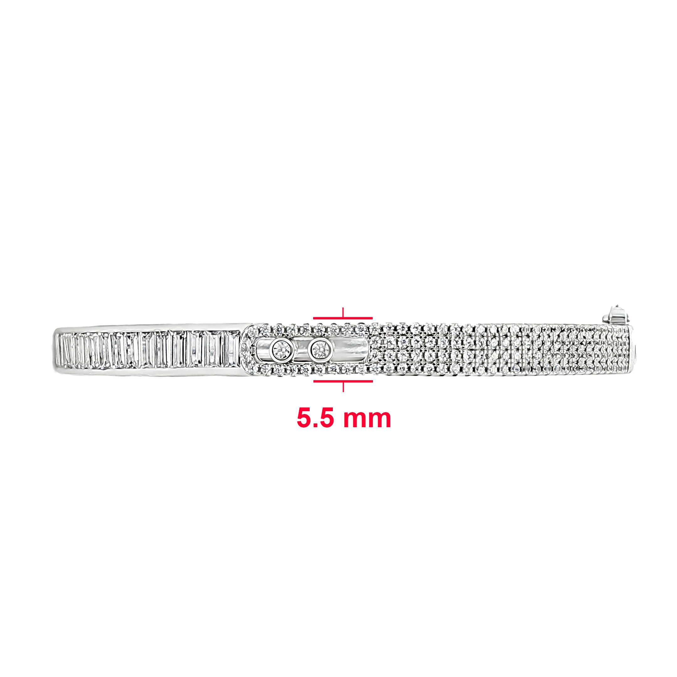 Alternative view of Zilveren (gerhodineerd) bangle met zirkonia 26.038
