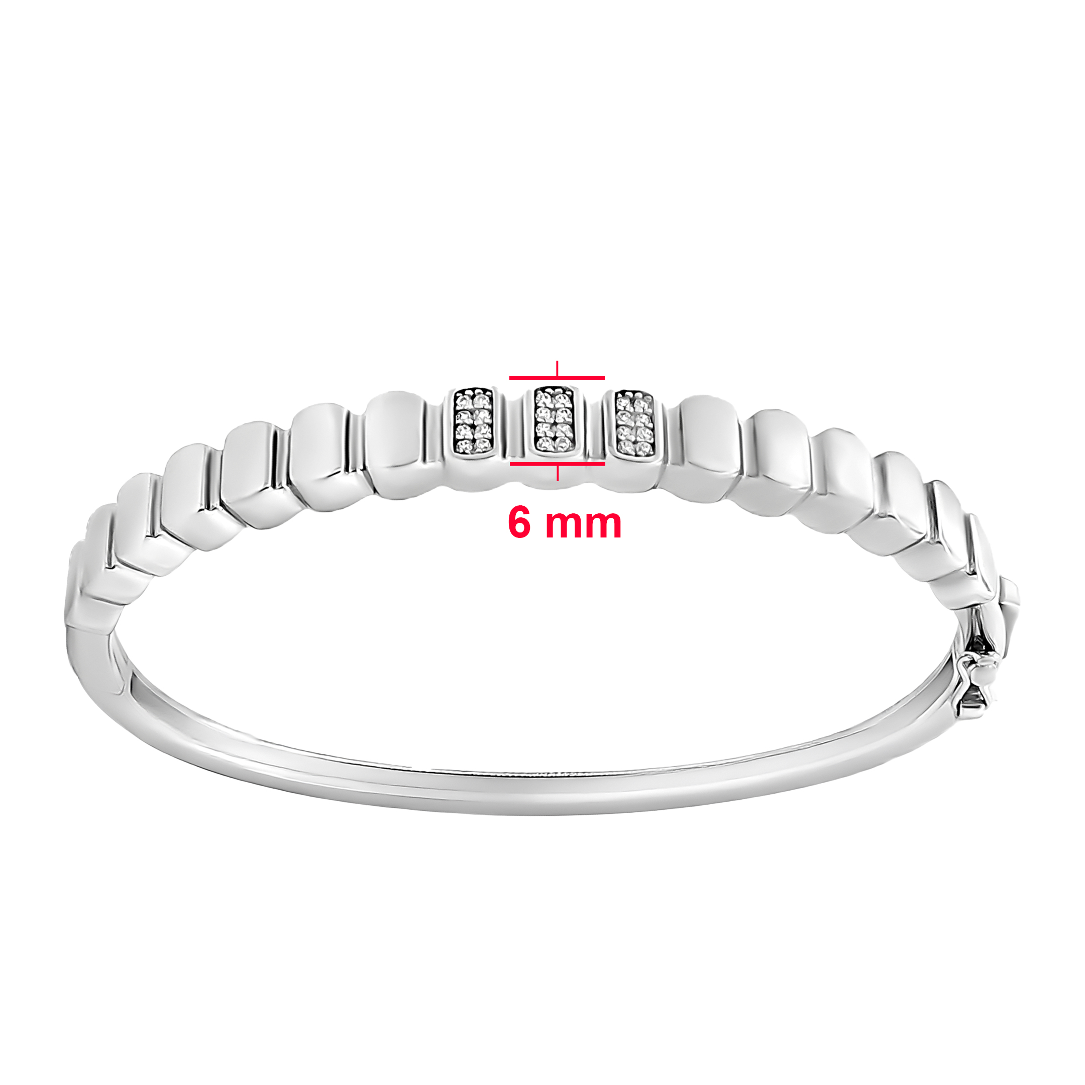 Alternative view of Zilveren (gerhodineerd) bangle met zirkonia 26.043