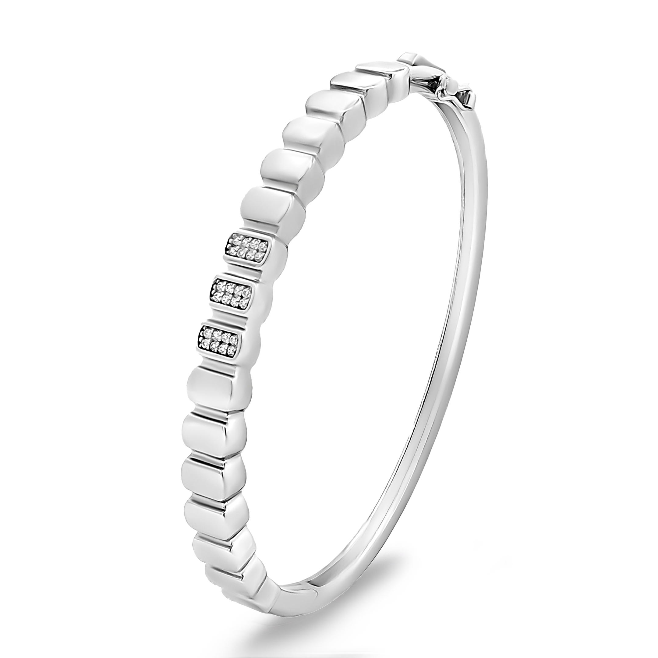 Zilveren (gerhodineerd) bangle met zirkonia 26.043