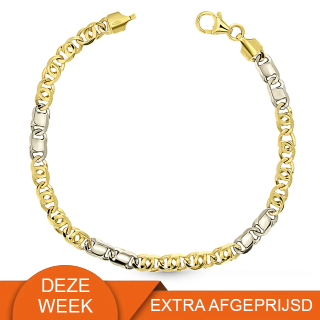 14 karaat gouden bicolor armband ZV 1174 WEEKAANBIEDING