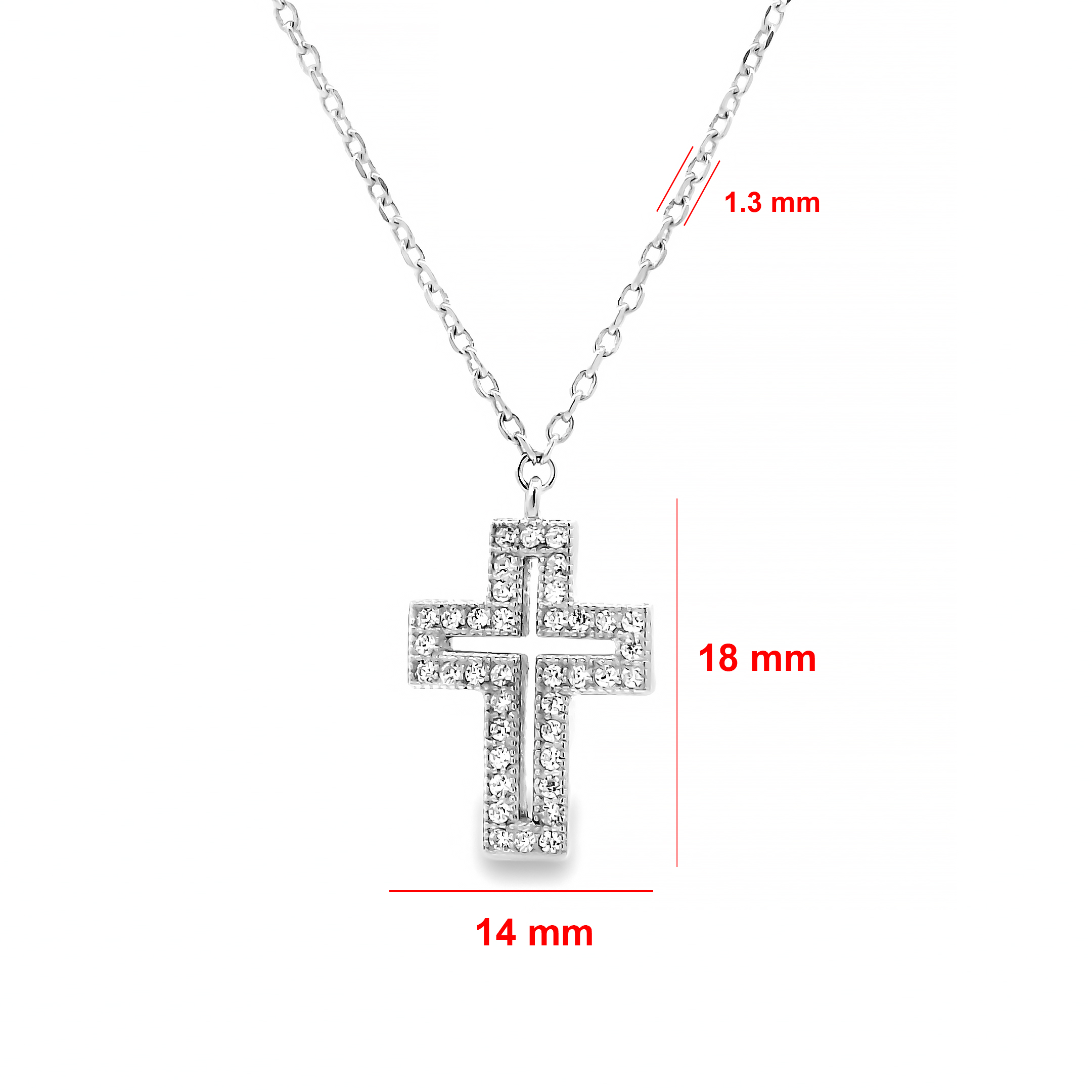 Alternative view of Zilveren (gerhodineerd) ketting met kruis hanger 25.265