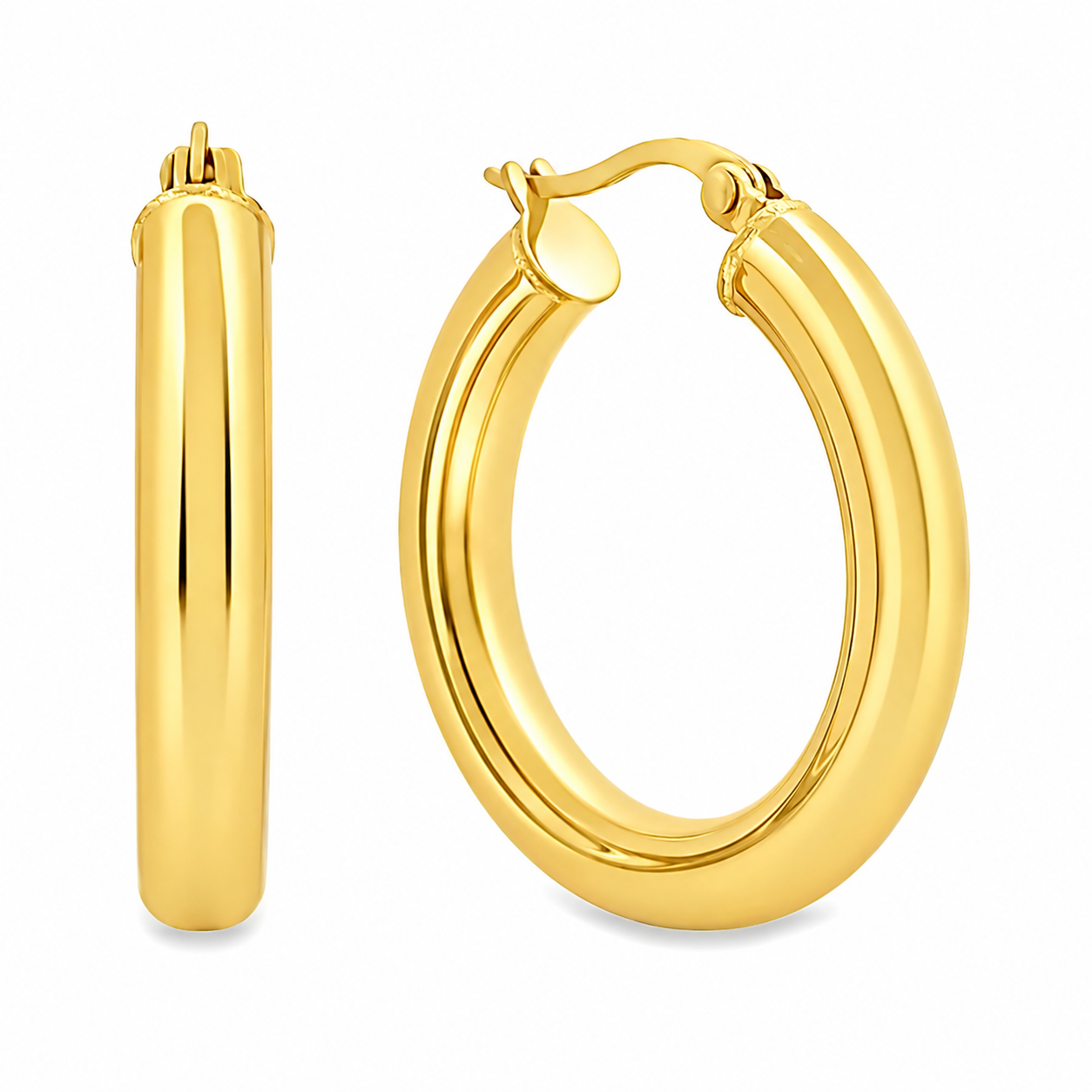 Stainless steel gold plated gladde oorbellen 32.007-G