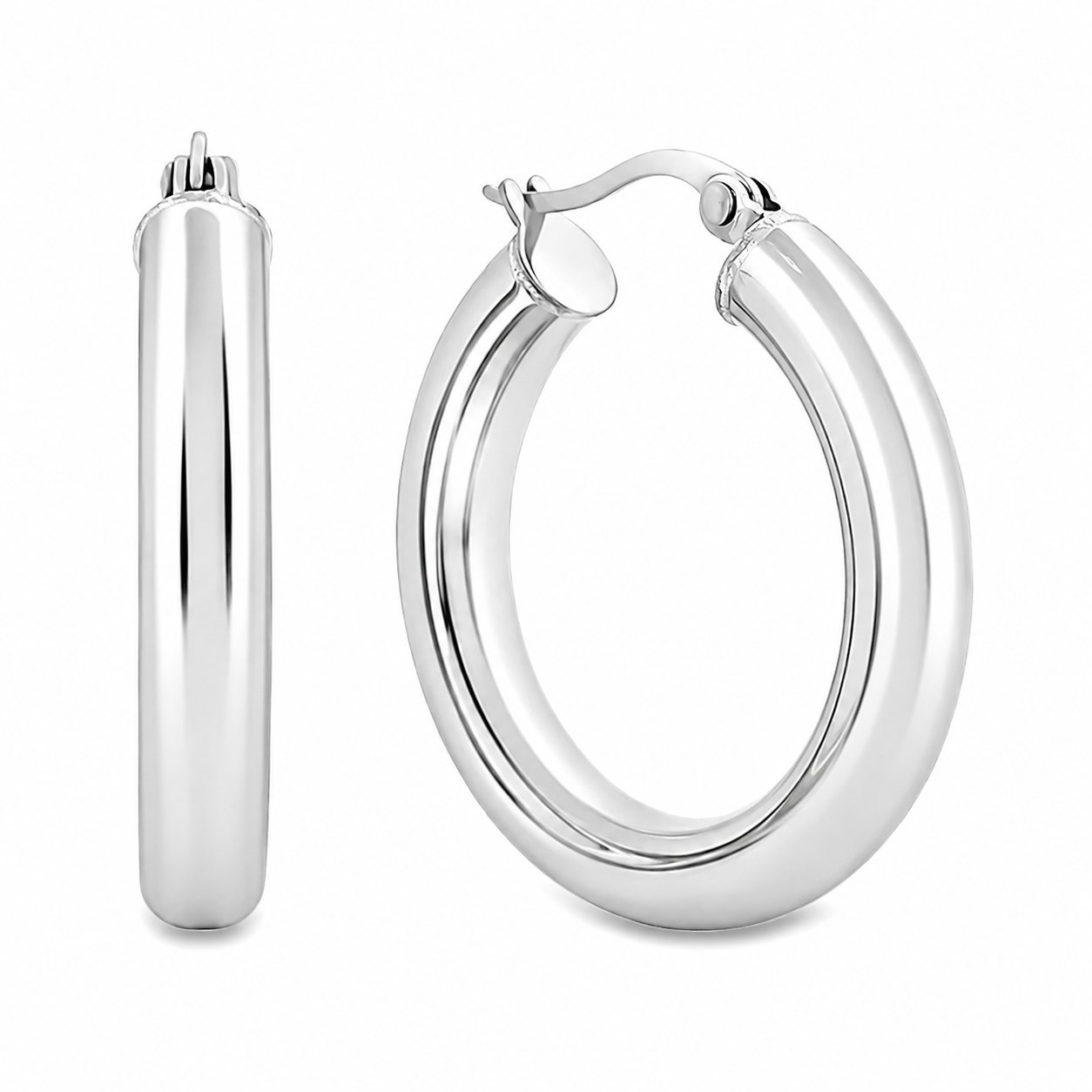 Stainless steel gladde oorbellen 32.007-W